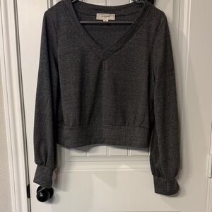 Charcoal Gray V-Neck Crop Top